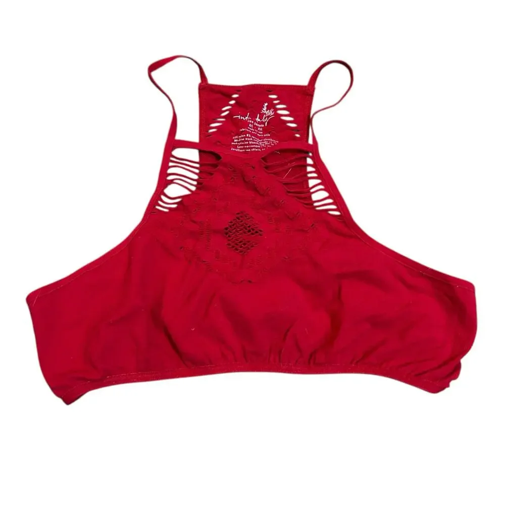 Intimately Free People Hanalei High Neck Bralette Red Womens M/L Boho Festival